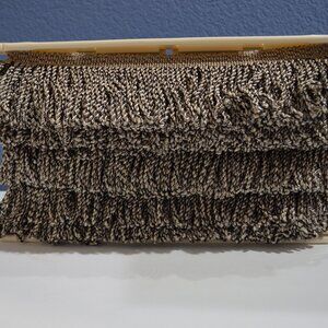 3 Inch Knitted Twisted Bullion Fringe, Beige and Dark Brown, 12 Yards - New